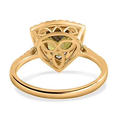 Iliana 18K Yellow Gold AAA Sava Sphene and G-H SI Diamond 3.25 ctw Halo Ring (Size 7.0) 4.30 Grams