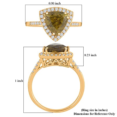 Iliana 18K Yellow Gold AAA Sava Sphene and G-H SI Diamond 3.25 ctw Halo Ring (Size 7.0) 4.30 Grams