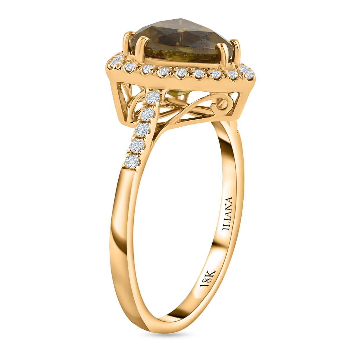 ONE OF A KIND ILIANA 18K Yellow Gold AAA Sava Sphene and G-H SI Diamond Halo Ring (Size 9.0) 4.30 Grams 3.25 ctw image number 3