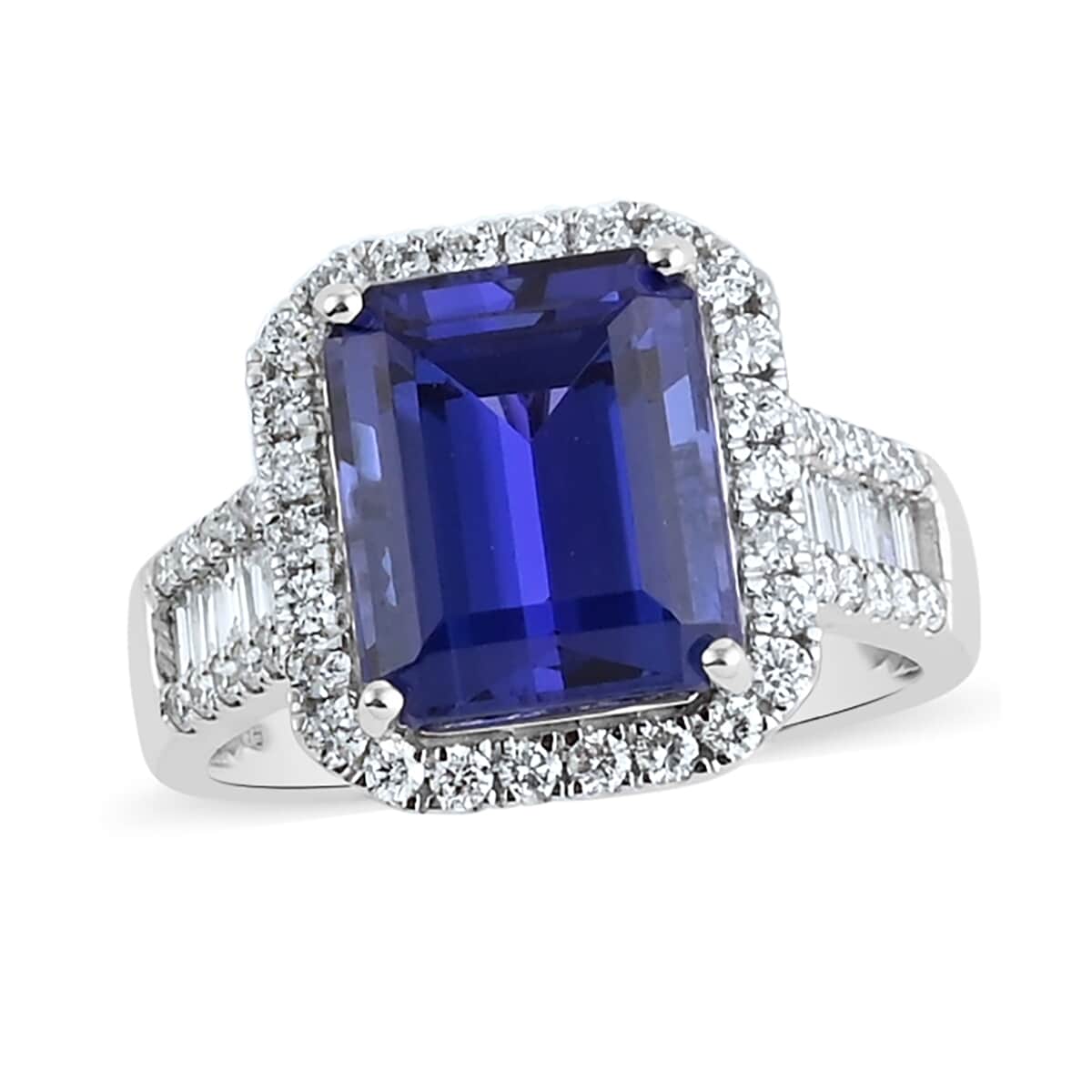 RHAPSODY 950 Platinum AAAA Tanzanite and Diamond E-F VS Ring (Size 7.0) 7.35 Grams 6.80 ctw image number 0