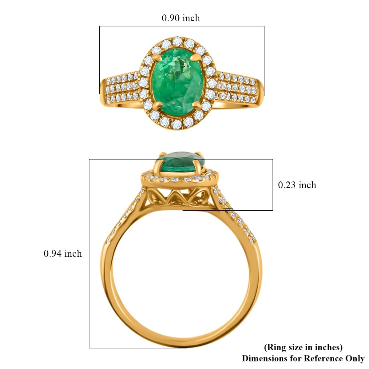 Iliana 18K Yellow Gold AAA Kagem Zambian Emerald and G-H SI Diamond Ring (Size 6.0) 4.10 Grams 1.60 ctw image number 4