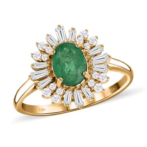 Iliana 18K Yellow Gold AAA Kagem Zambian Emerald and G-H SI Diamond Ring (Size 6.0) 4.50 Grams 1.75 ctw