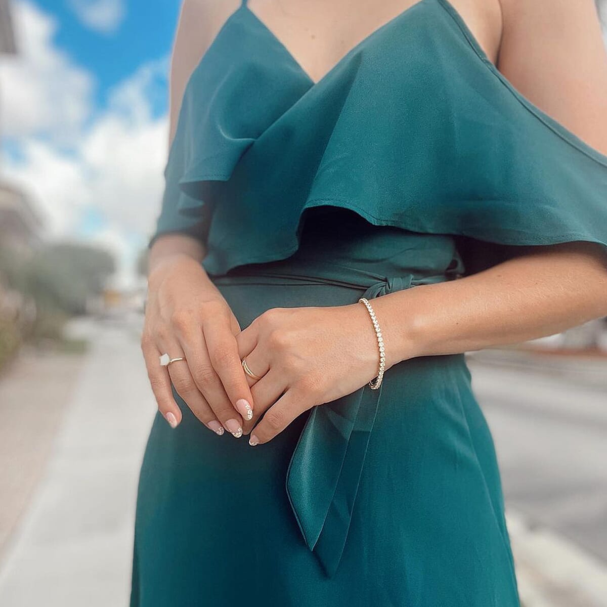 DOORBUSTER Simulated Diamond Tennis Bracelet in Rhodium Over Sterling Silver (6.50 In) 8.50 ctw image number 3