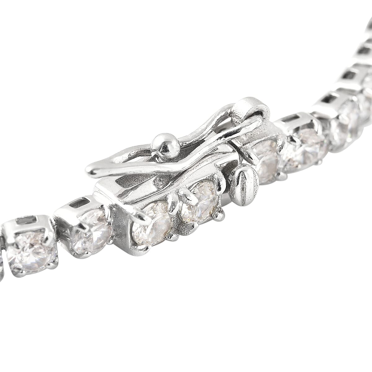 DOORBUSTER Simulated Diamond Tennis Bracelet in Rhodium Over Sterling Silver (6.50 In) 8.50 ctw image number 4