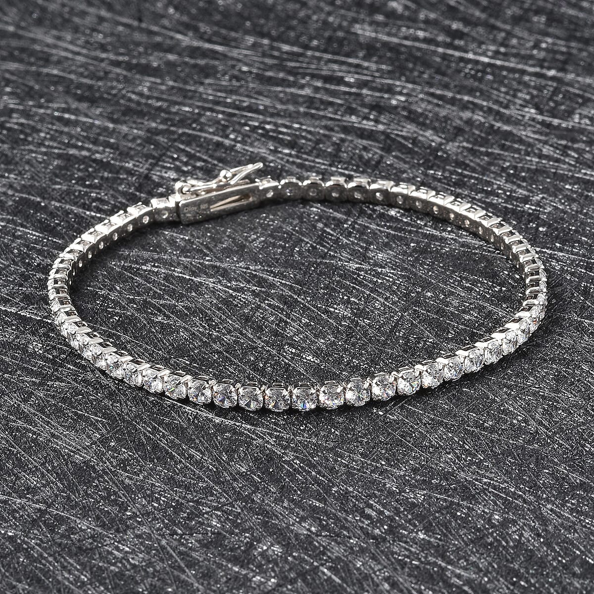 Lustro Stella Finest CZ Tennis Bracelet in Rhodium Over Sterling Silver (8.00 In) 9.50 ctw image number 1