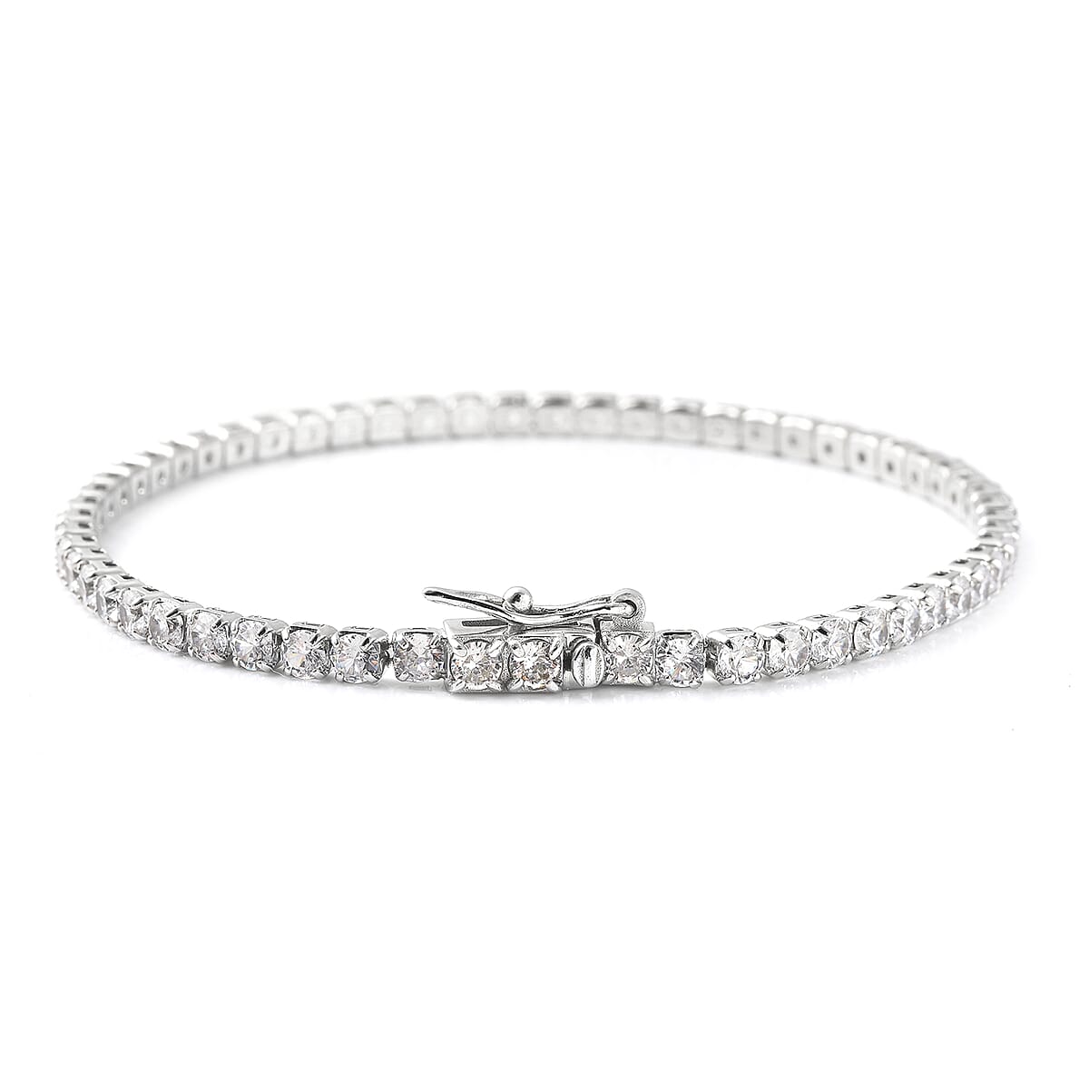 Lustro Stella Finest CZ Tennis Bracelet in Rhodium Over Sterling Silver (8.00 In) 9.50 ctw image number 2