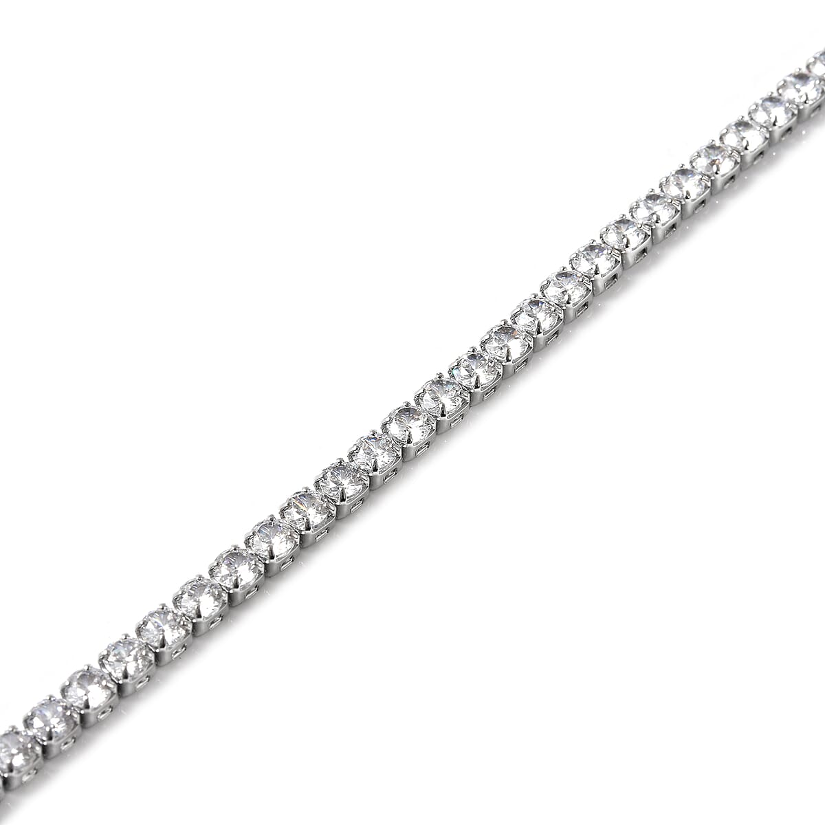 Lustro Stella Finest CZ Tennis Bracelet in Rhodium Over Sterling Silver (8.00 In) 9.50 ctw image number 3