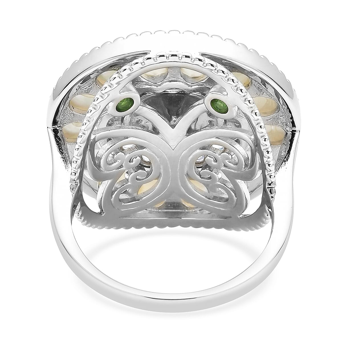 Sleeping Beauty Turquoise and Multi Gemstone Double Circle Ring in Rhodium Over Sterling Silver (Size 7.0) 2.75 ctw image number 4