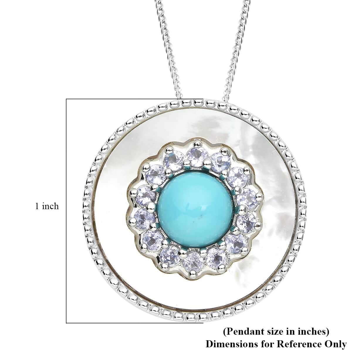 Sleeping Beauty Turquoise and Multi Gemstone Circle Pendant Necklace 18 Inches in Rhodium Over Sterling Silver 2.75 ctw image number 5