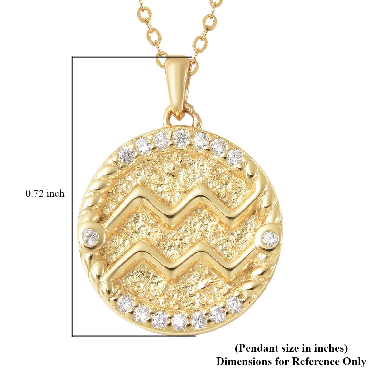 All About Aquarius Zodiac Gift Box with Simulated Diamond Aquarius Symbol Necklace 17 Inches in 14K Yellow Gold Over Sterling Silver 0.30 ctw image number 5