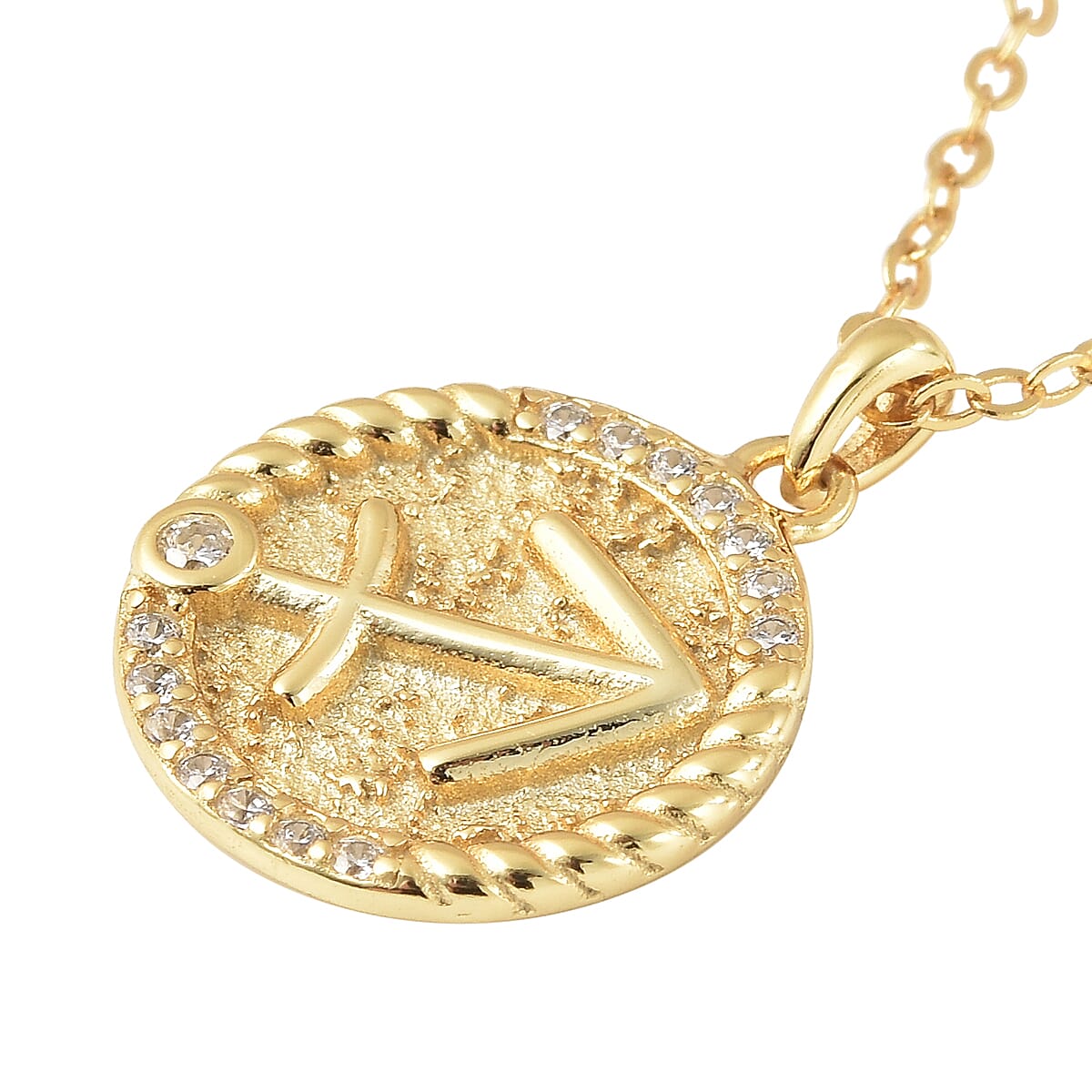 All About Sagittarius Zodiac Gift Box with Simulated Diamond Sagittarius Symbol Necklace 17 Inches in 14K Yellow Gold Over Sterling Silver 0.30 ctw image number 3