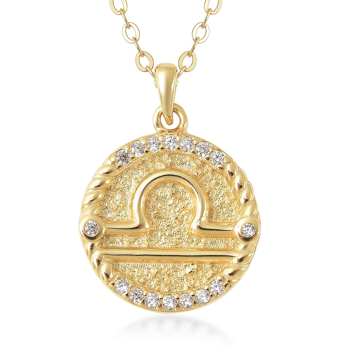 All About Libra Zodiac Gift Box with Simulated Diamond Libra Symbol Necklace 17 Inches in 14K Yellow Gold Over Sterling Silver 0.30 ctw image number 1