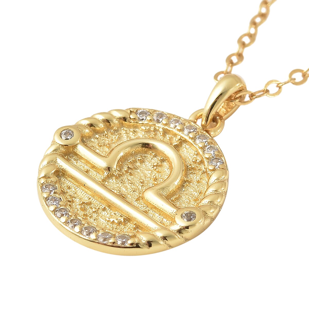 All About Libra Zodiac Gift Box with Simulated Diamond Libra Symbol Necklace 17 Inches in 14K Yellow Gold Over Sterling Silver 0.30 ctw image number 3
