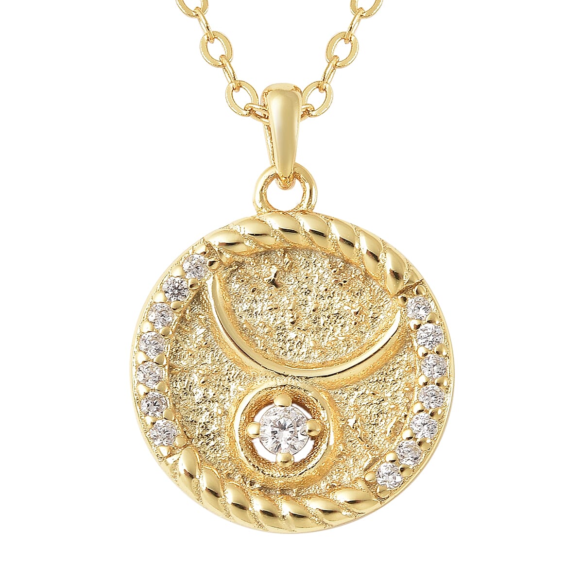 All About Taurus Zodiac Gift Box with Simulated Diamond Taurus Symbol Necklace 17 Inches in 14K Yellow Gold Over Sterling Silver 0.30 ctw image number 1