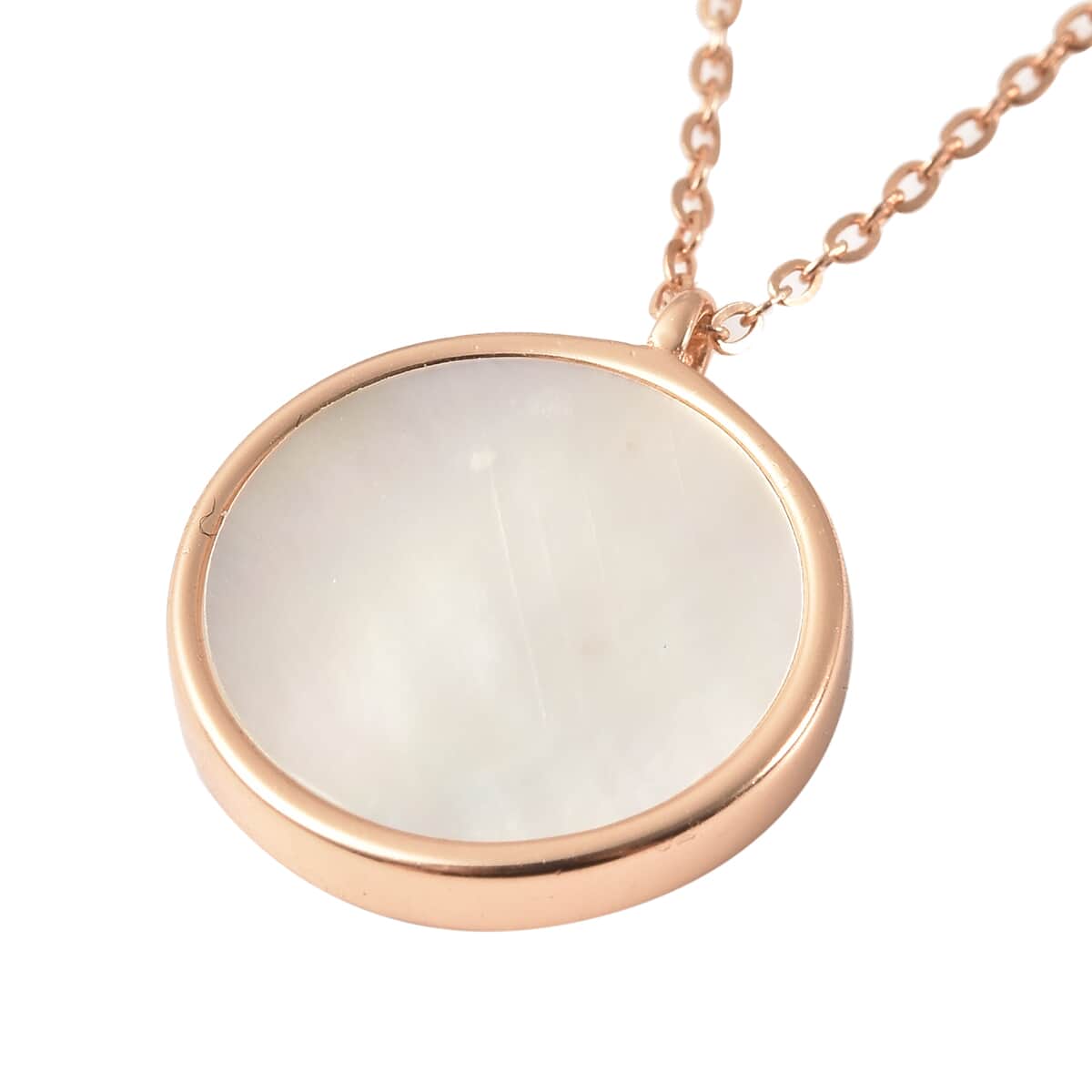 White Mother Of Pearl and Simulated Diamond Virgo Zodiac Necklace 17.50 Inches in 14K Rose Gold Over Sterling Silver 0.50 ctw image number 4