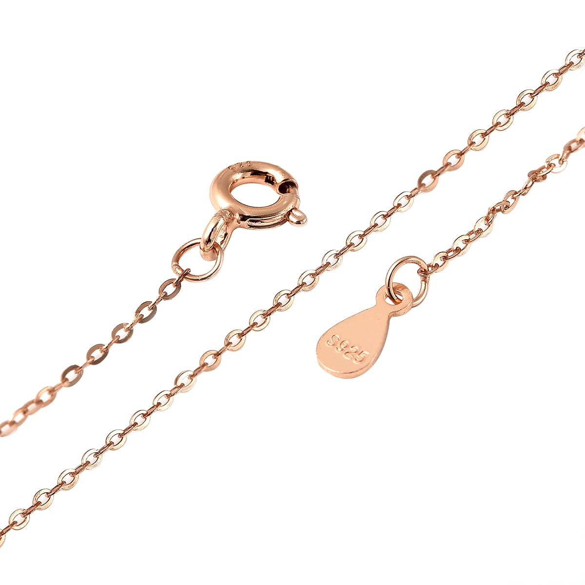 White Mother Of Pearl and Simulated White & Blue Diamond Aquarius Zodiac Necklace 17.50 Inches in 14K Rose Gold Over Sterling Silver 0.50 ctw image number 5