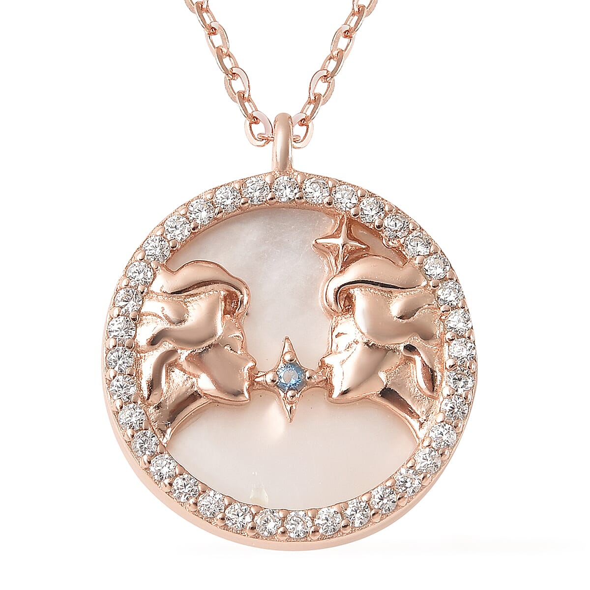 アクセサリー inimeg gemini 9mm ZINZI gold plated silver Gemini zodiac sign pendant set with