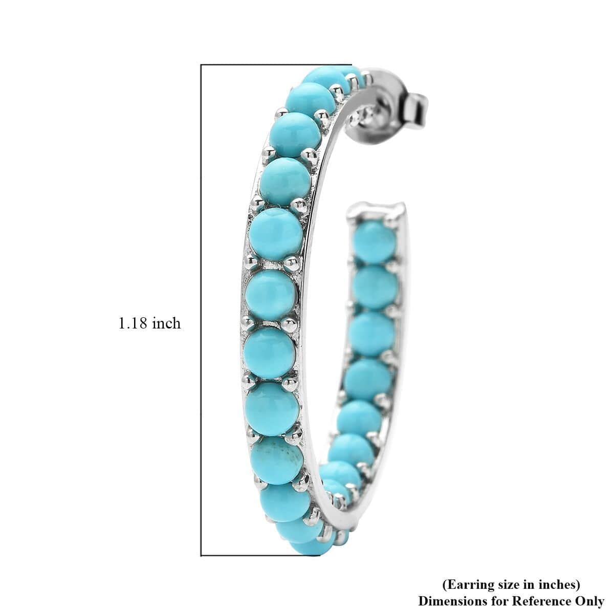 Sleeping Beauty Turquoise Inside Out Hoop Earrings in Rhodium Over Sterling Silver 8.40 ctw image number 4