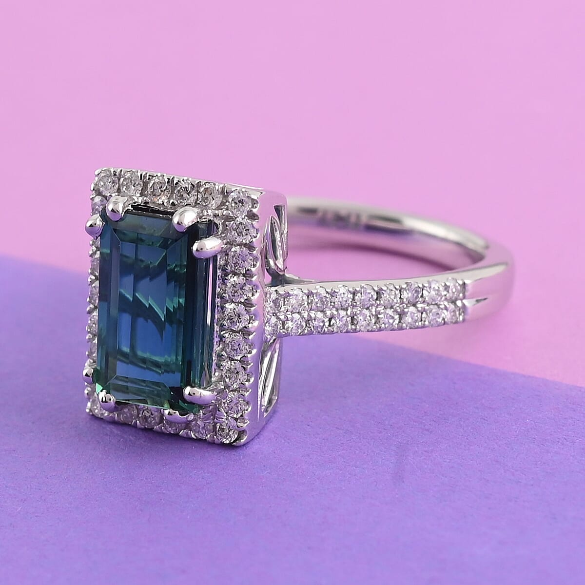 ONE OF A KIND Rhapsody 950 Platinum AAAA Monte Belo Indicolite and E-F VS Diamond Ring (Size 7.0) 7.15 Grams 2.80 ctw image number 1