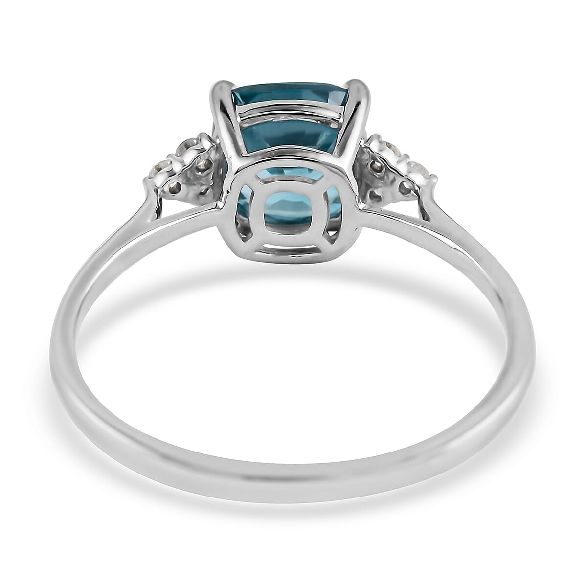 Luxoro 14K White Gold AAAA Cambodian Blue Zircon and G-H I2 Diamond Ring (Size 10.0) 3.00 ctw