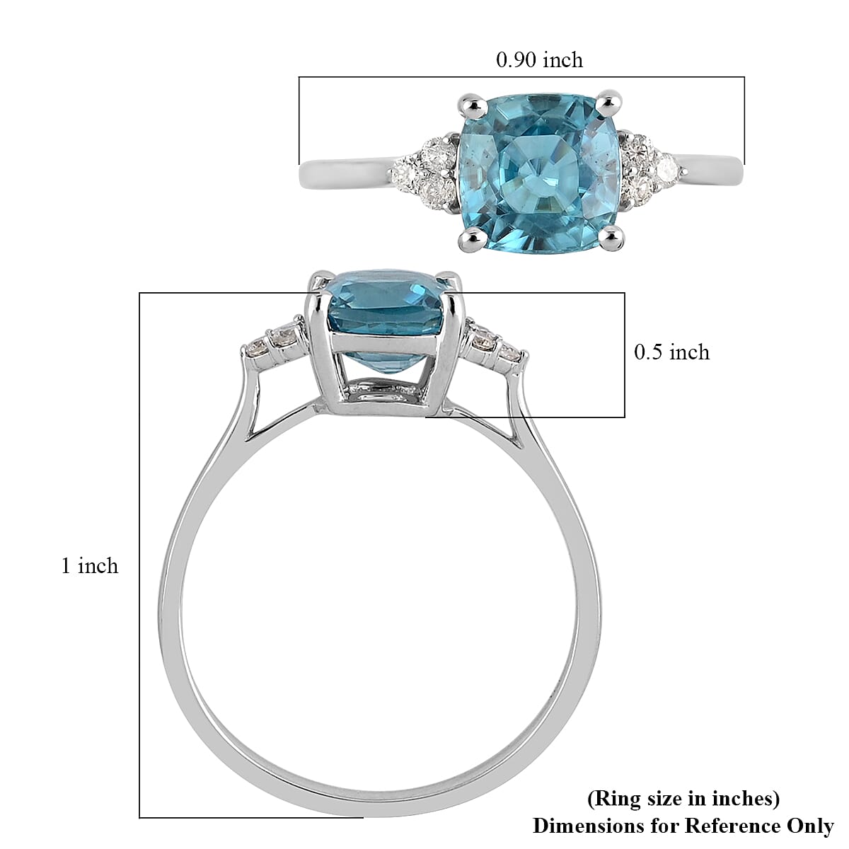 Luxoro 14K White Gold AAAA Cambodian Blue Zircon and G-H I2 Diamond Ring (Size 10.0) 3.00 ctw