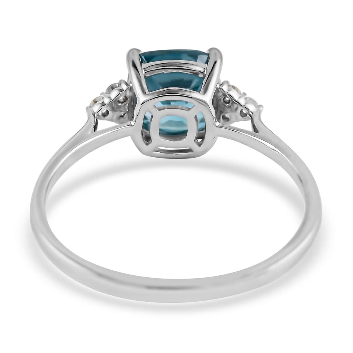 Luxoro 14K White Gold AAAA Cambodian Blue Zircon and G-H I2 Diamond Ring (Size 6.0) 3.00 ctw image number 4