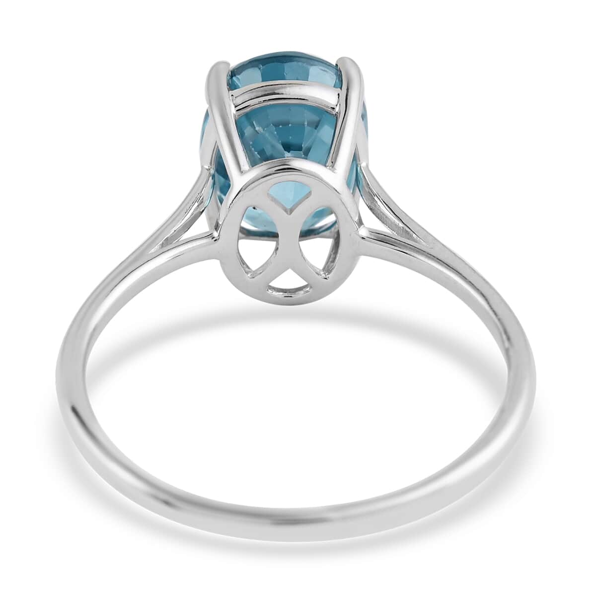Luxoro 14K White Gold AAAA Cambodian Blue Zircon Solitaire Ring (Size 6.0) 3.50 ctw image number 4