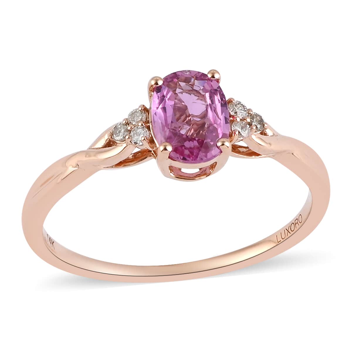 LUXORO 14K Rose Gold AAA Madagascar Pink Sapphire and G-H I2 Diamond Ring 1.00 ctw image number 0