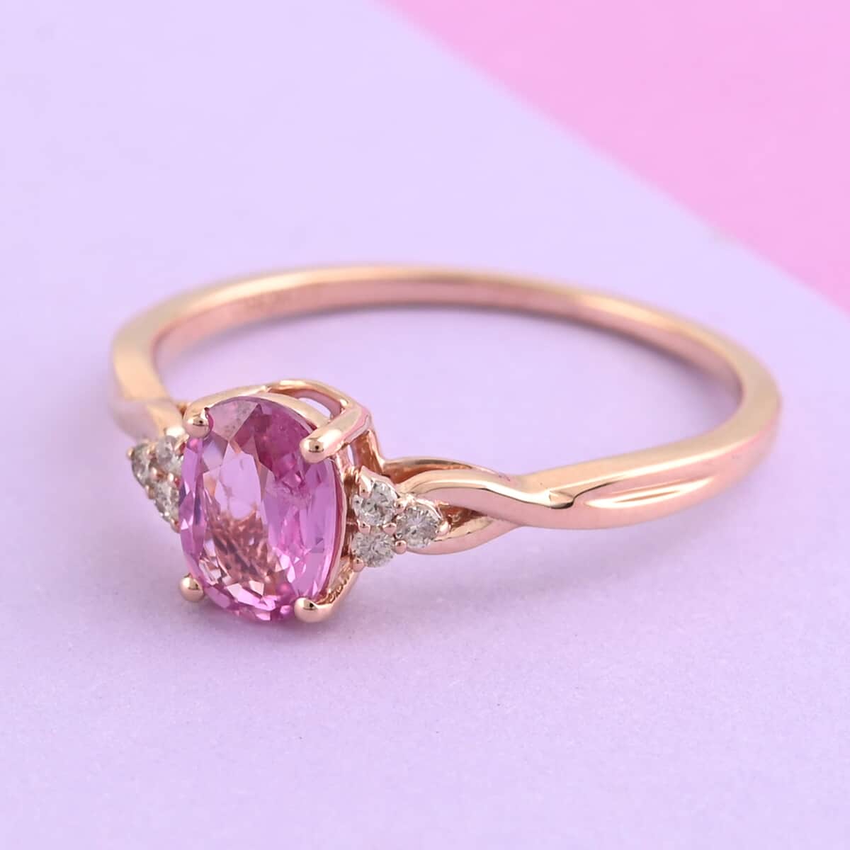 LUXORO 14K Rose Gold AAA Madagascar Pink Sapphire and G-H I2 Diamond Ring 1.00 ctw image number 1