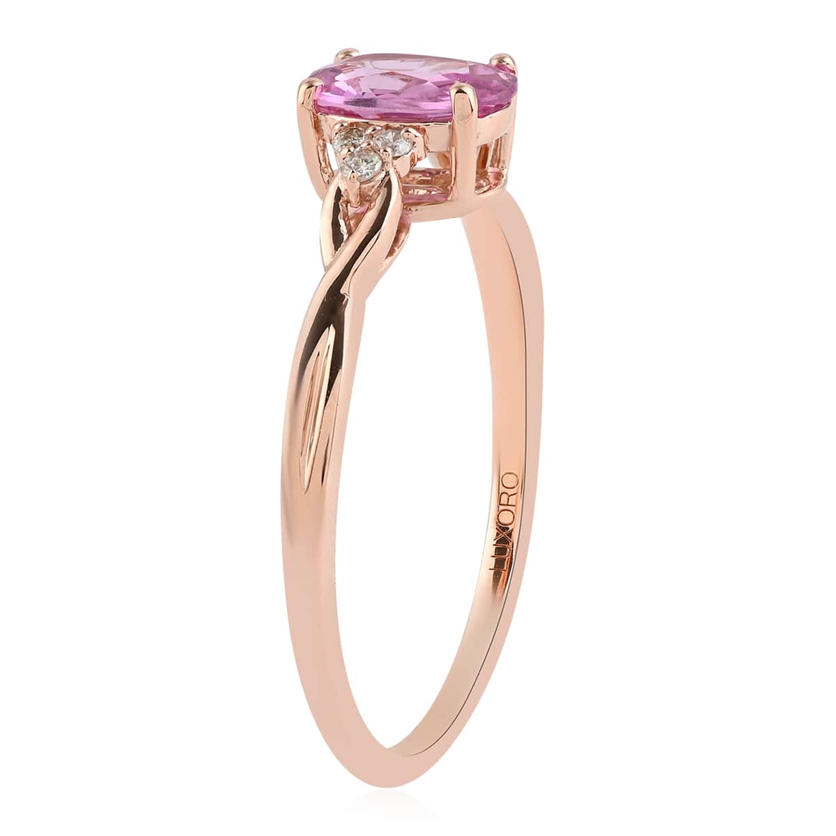 LUXORO 14K Rose Gold AAA Madagascar Pink Sapphire and G-H I2 Diamond Ring 1.00 ctw image number 3