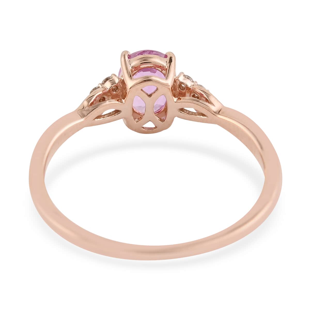 LUXORO 14K Rose Gold AAA Madagascar Pink Sapphire and G-H I2 Diamond Ring 1.00 ctw image number 4