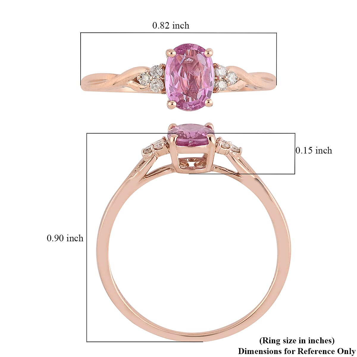 Luxoro 14K Rose Gold AAA Madagascar Pink Sapphire and G-H I2 Diamond Ring (Size 10.0) 1.00 ctw