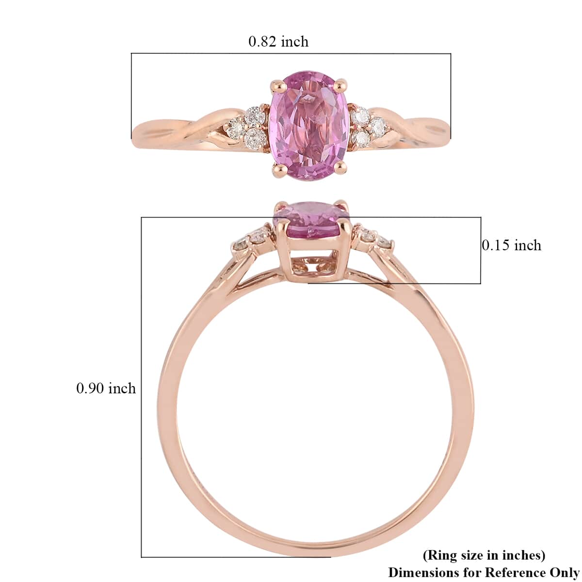 Luxoro 14K Rose Gold AAA Madagascar Pink Sapphire and G-H I2 Diamond Ring (Size 6.0) 1.00 ctw image number 5