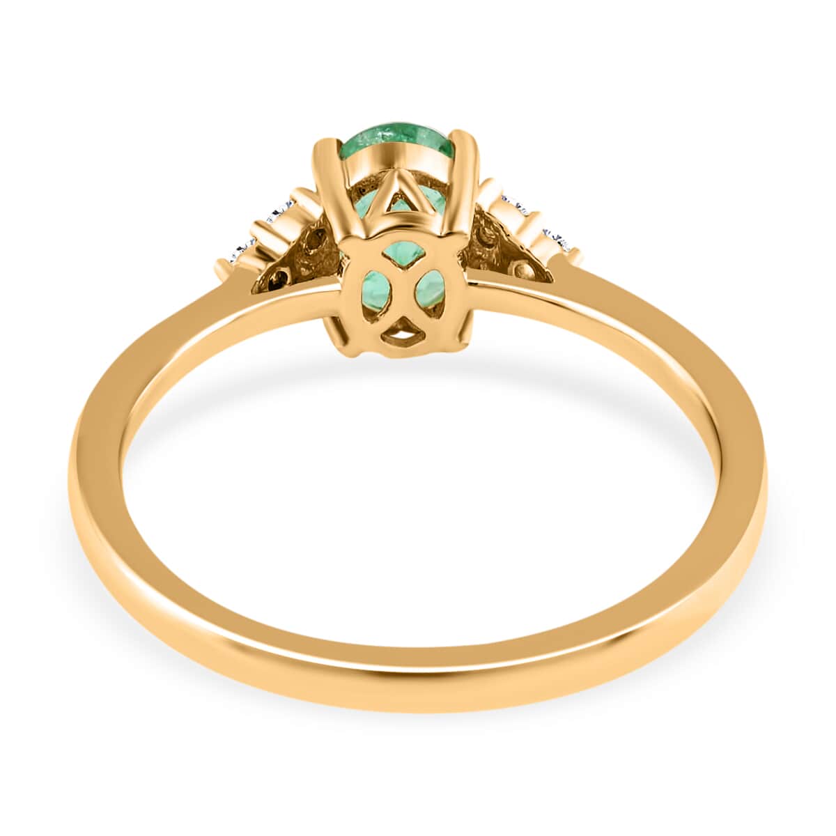 ILIANA 18K Yellow Gold AAA Ethiopian Emerald, Diamond (G-H, SI) Ring 1.00 ctw image number 4