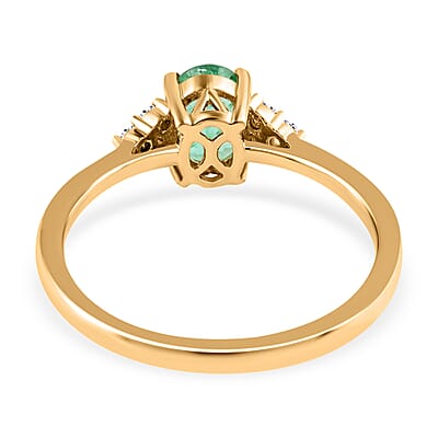 Iliana 18K Yellow Gold AAA Ethiopian Emerald and G-H SI Diamond Ring (Size 10.0) 1.00 ctw