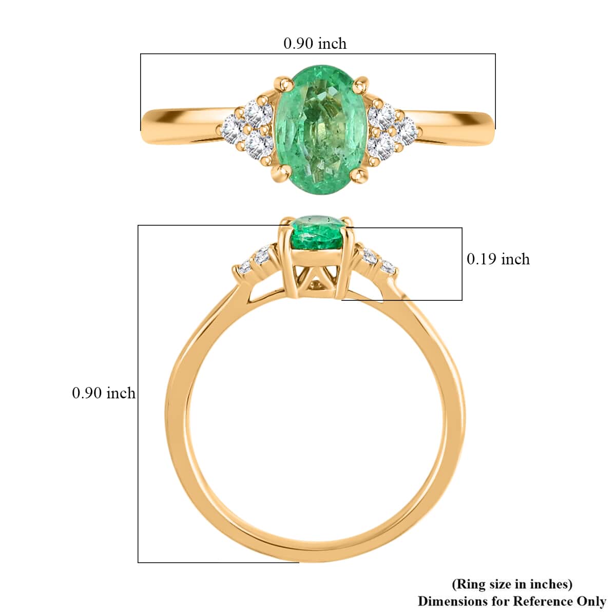 ILIANA 18K Yellow Gold AAA Ethiopian Emerald, Diamond (G-H, SI) Ring 1.00 ctw image number 5