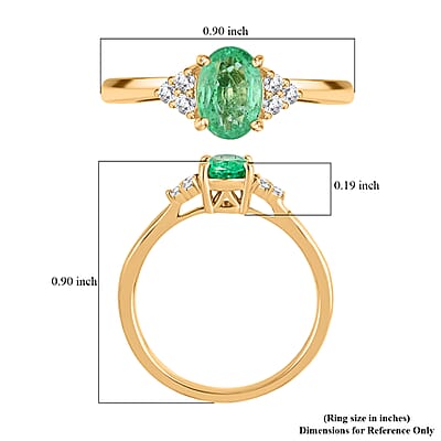 Iliana 18K Yellow Gold AAA Ethiopian Emerald and G-H SI Diamond Ring (Size 10.0) 1.00 ctw