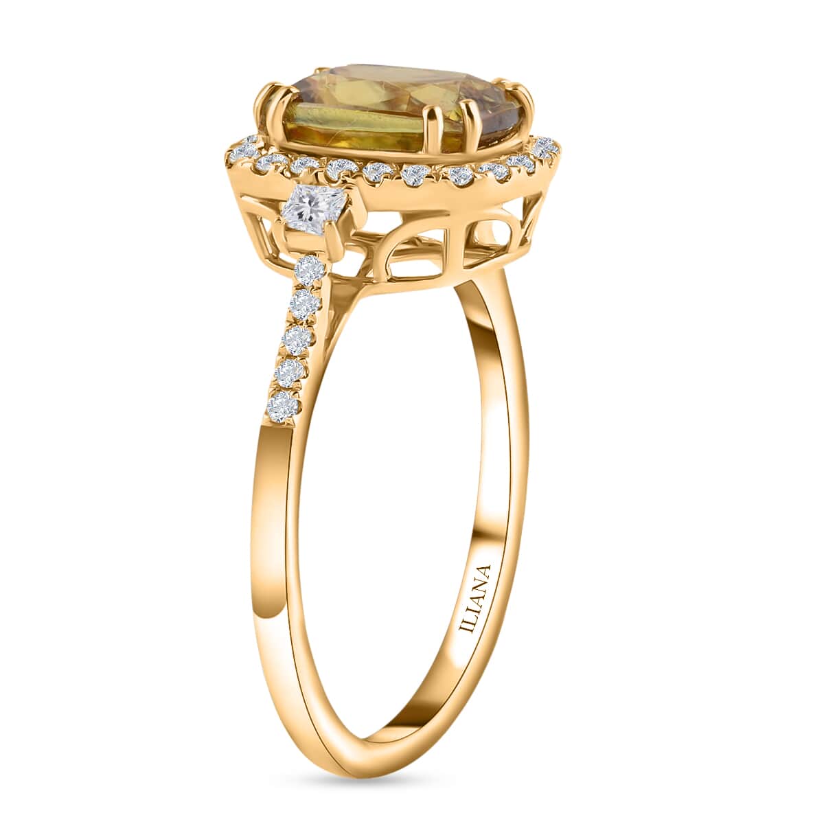 ILIANA 18K Yellow Gold AAA Sava Sphene and Diamond G-H SI Ring 3.60 Grams 3.00 ctw image number 3