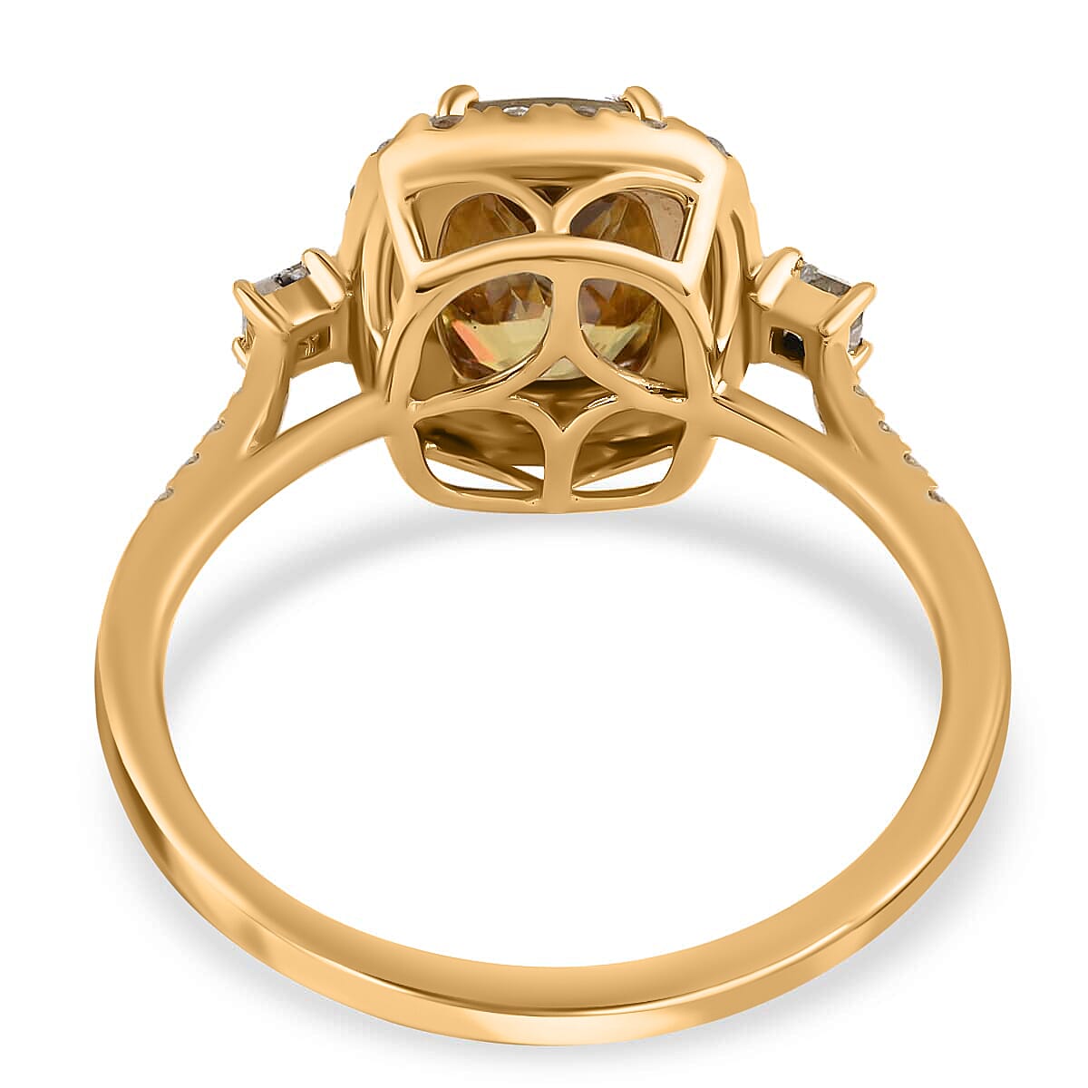 Iliana 18K Yellow Gold AAA Sava Sphene and Diamond G-H SI Halo Ring (Size 6.0) 3.00 ctw
