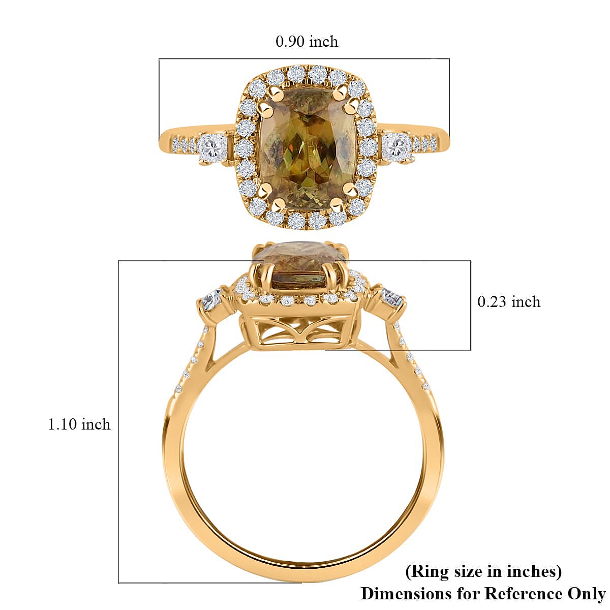 Iliana 18K Yellow Gold AAA Sava Sphene and Diamond G-H SI Halo Ring (Size 6.0) 3.00 ctw