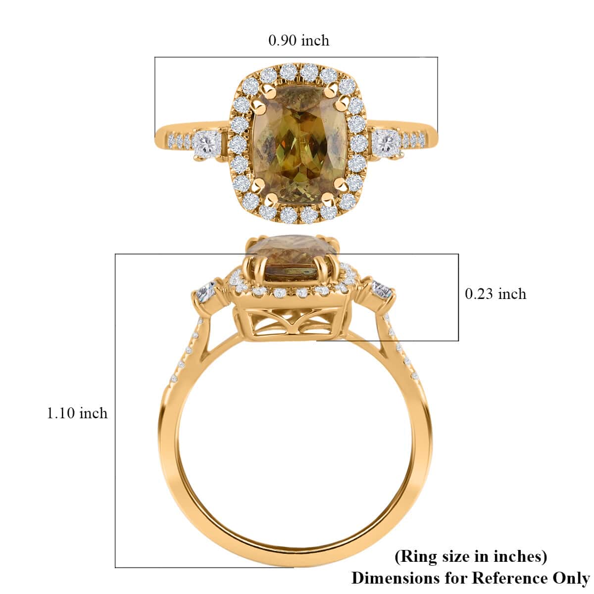 ILIANA 18K Yellow Gold AAA Sava Sphene and Diamond G-H SI Ring 3.60 Grams 3.00 ctw image number 5