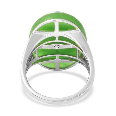 Green Jade (D) Ring in Vermeil Yellow Gold and Rhodium Over Sterling Silver (Size 7.0) 34.50 ctw image number 4