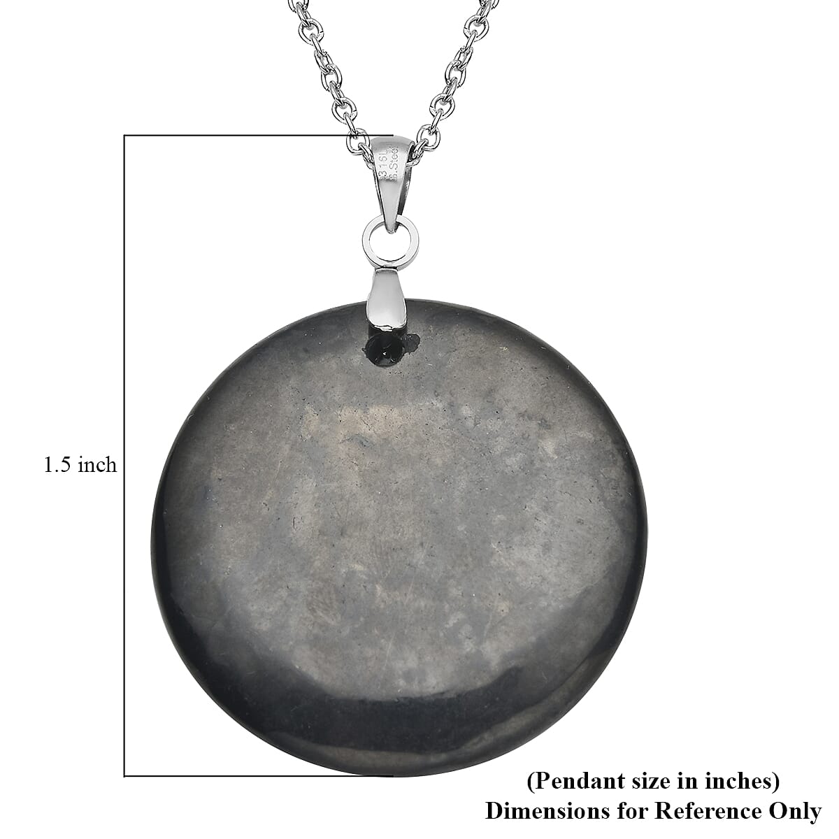 Shungite Pendant Necklace 20 Inches in Stainless Steel 30.00 ctw image number 4