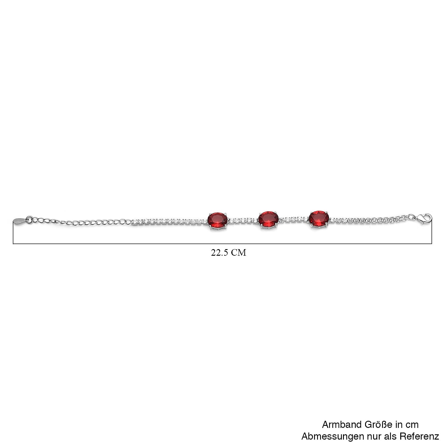 Simulated Red and White Diamond 17.50 ctw Bracelet in Silvertone (Size 6)