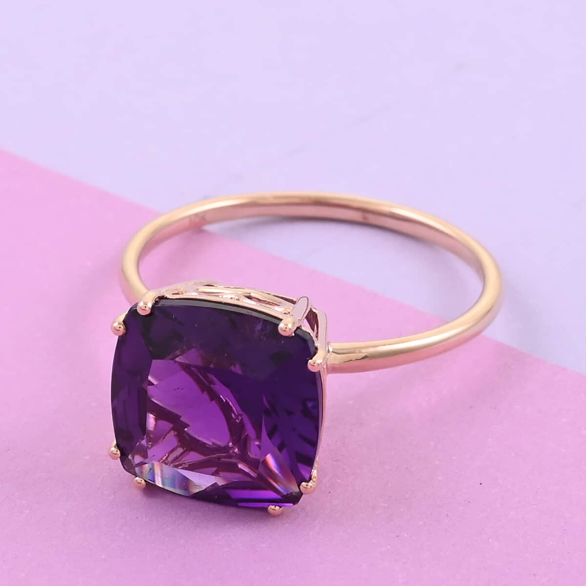 DOORBUSTER LUXORO 10K Rose Gold AAA Lusaka Amethyst Solitaire Ring (Size 9.0) (2.10 g) 7.00 ctw image number 1
