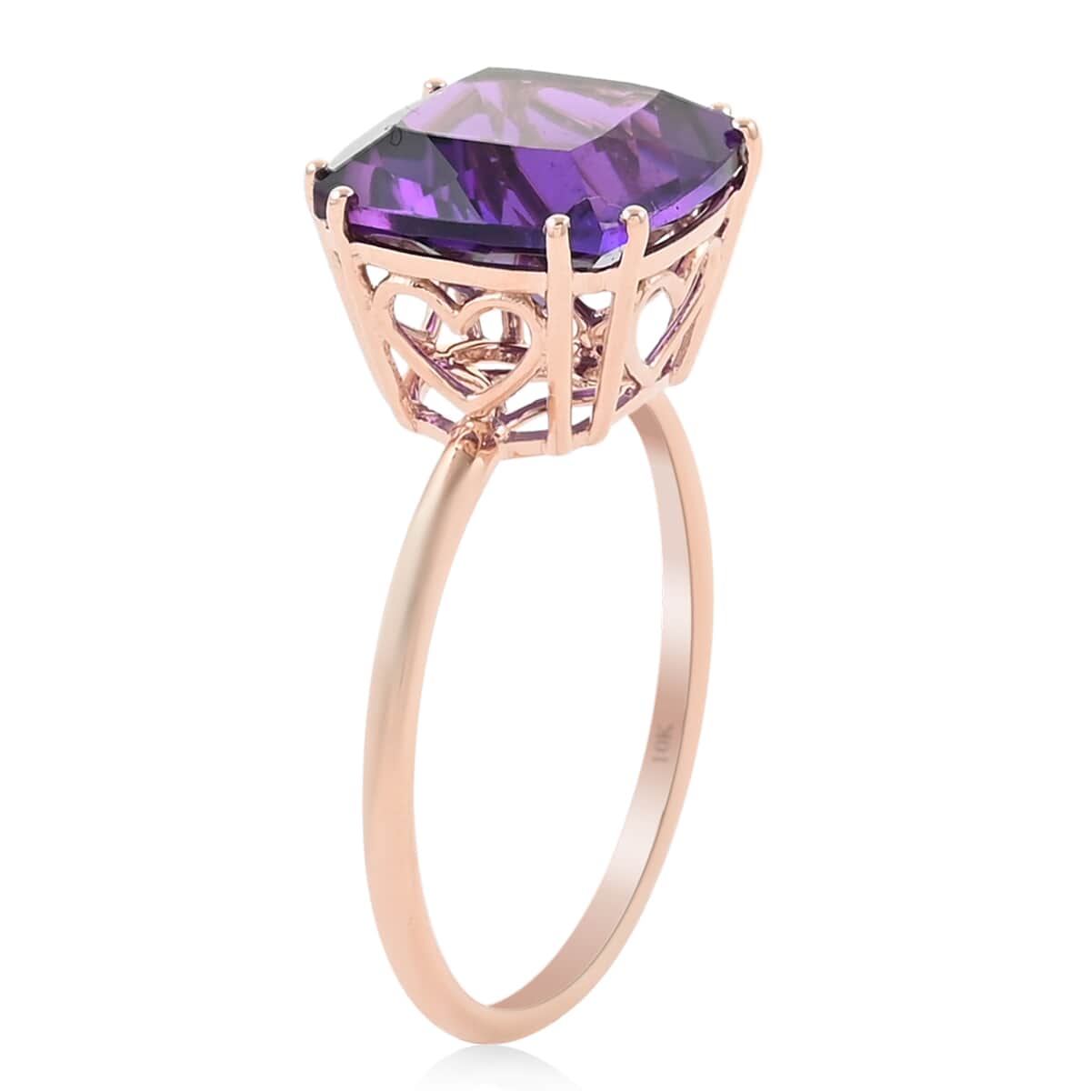 DOORBUSTER LUXORO 10K Rose Gold AAA Lusaka Amethyst Solitaire Ring (Size 9.0) (2.10 g) 7.00 ctw image number 3