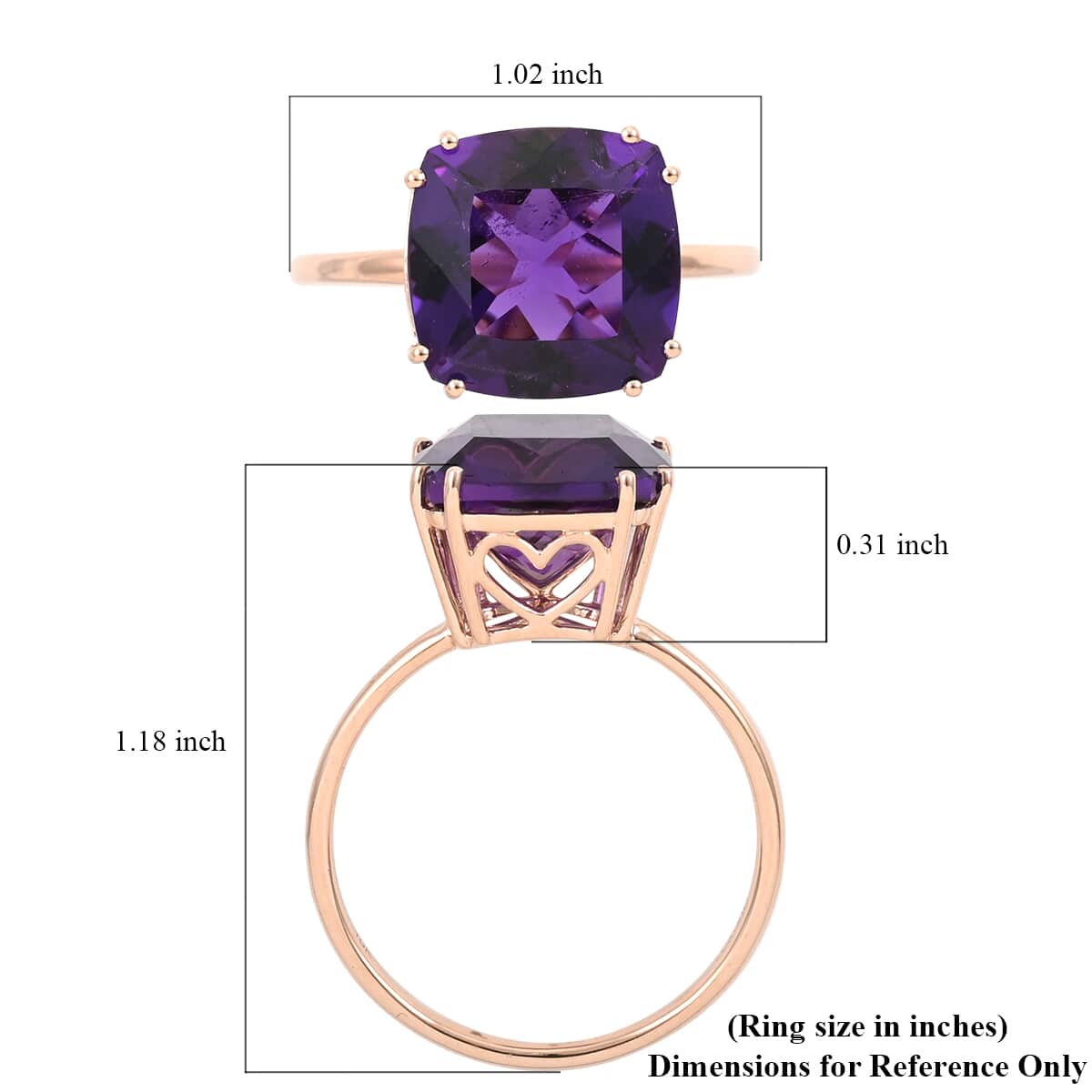 DOORBUSTER LUXORO 10K Rose Gold AAA Lusaka Amethyst Solitaire Ring (Size 9.0) (2.10 g) 7.00 ctw image number 5
