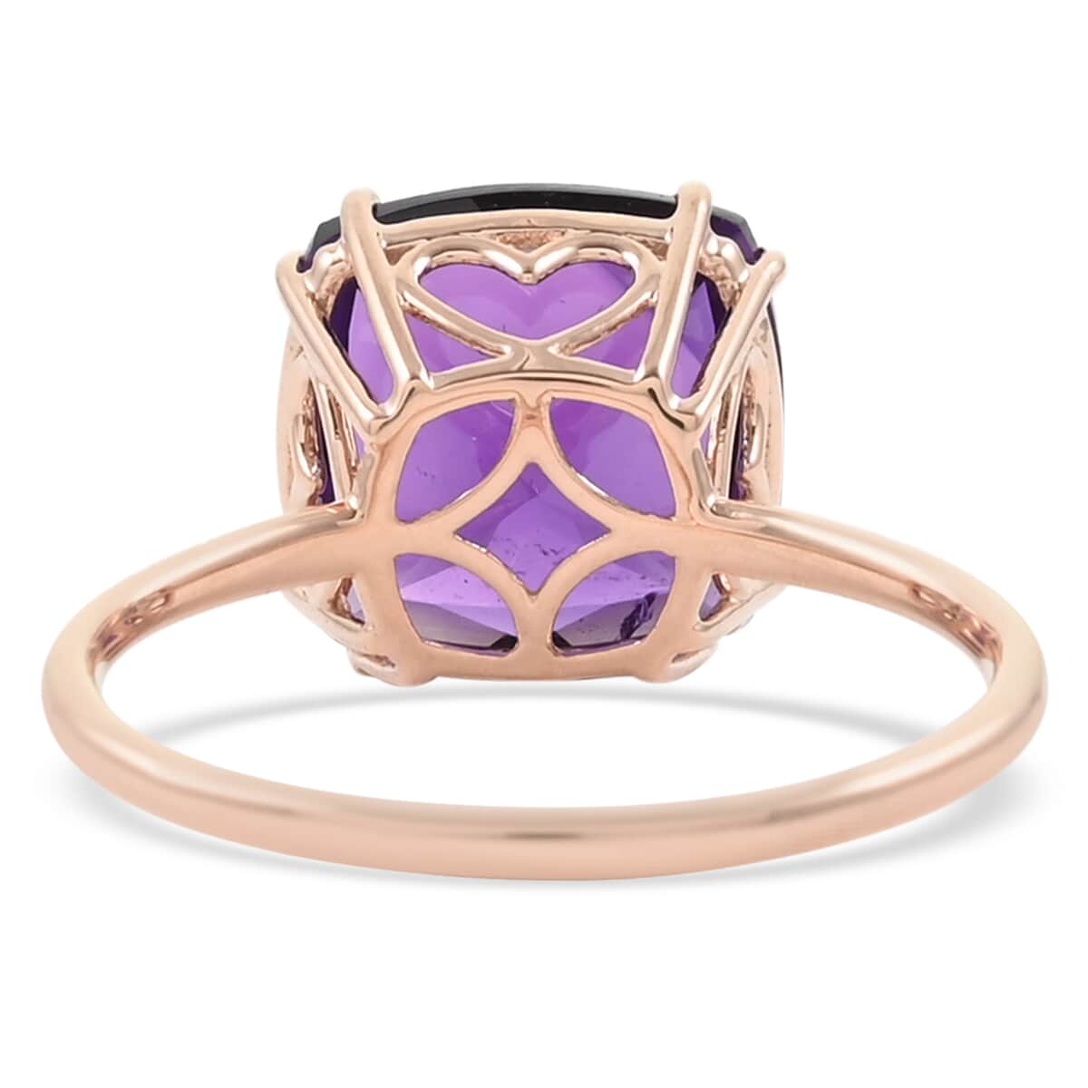 Luxoro 10K Rose Gold AAA Lusaka Amethyst Solitaire Ring (Size 7.0) 7.00 ctw image number 4