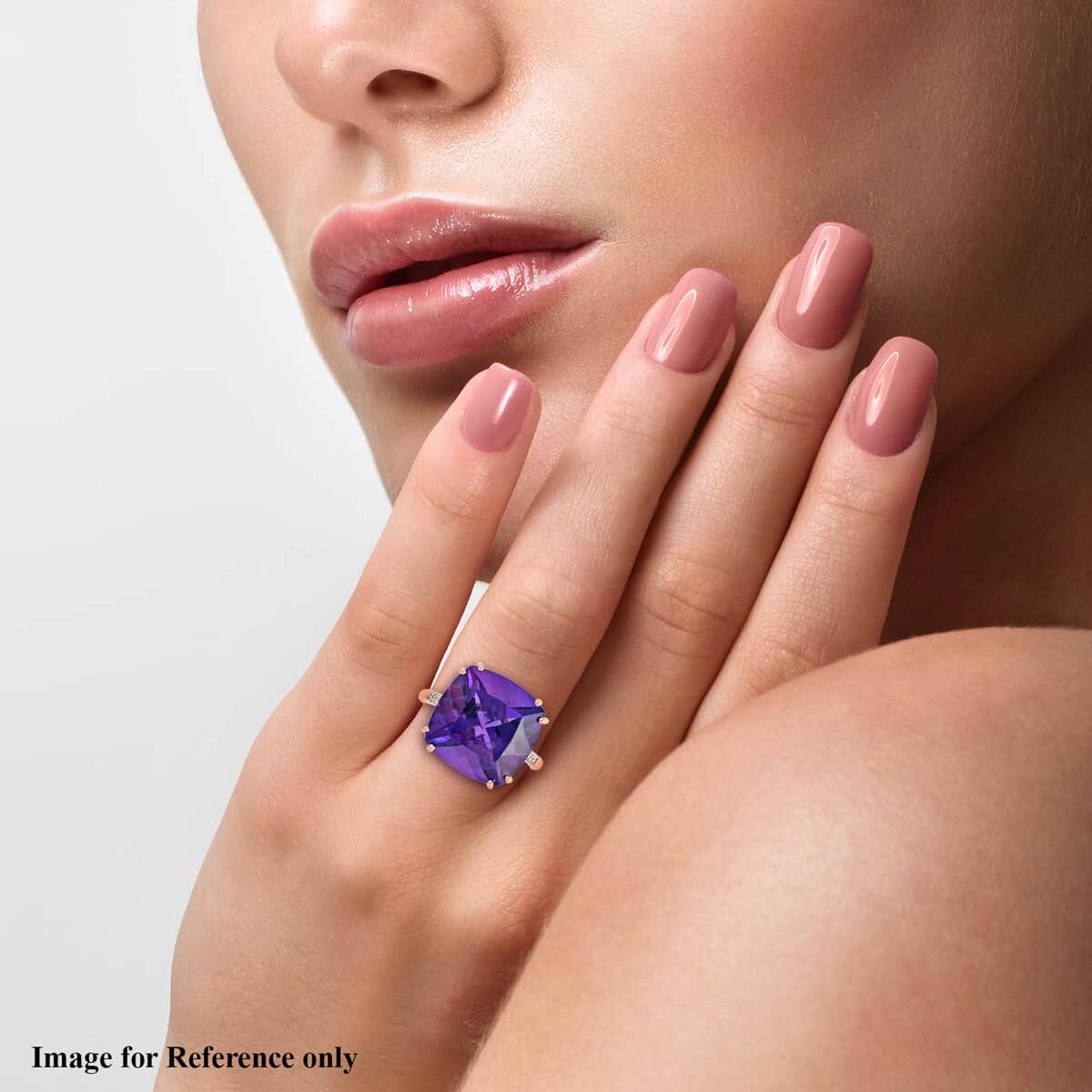 LUXORO 10K Rose Gold AAA Lusaka Amethyst and G-H I2 Diamond Ring (Size 6.0) 2.25 Grams 11.00 ctw image number 2