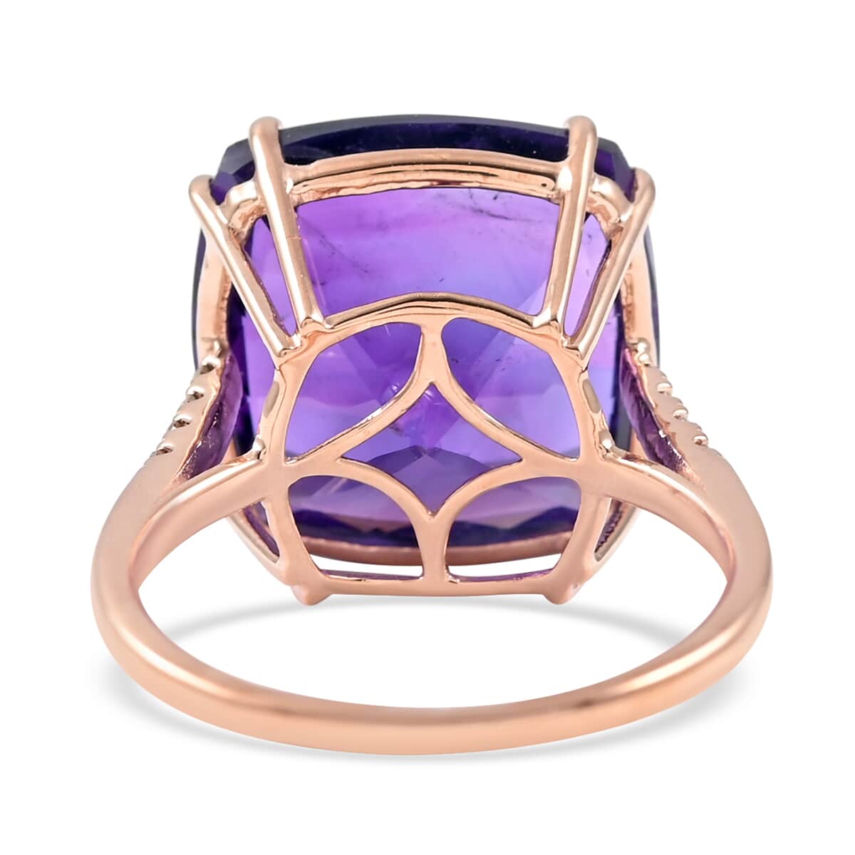 LUXORO 10K Rose Gold AAA Lusaka Amethyst and G-H I2 Diamond Ring (Size 6.0) 2.25 Grams 11.00 ctw image number 4